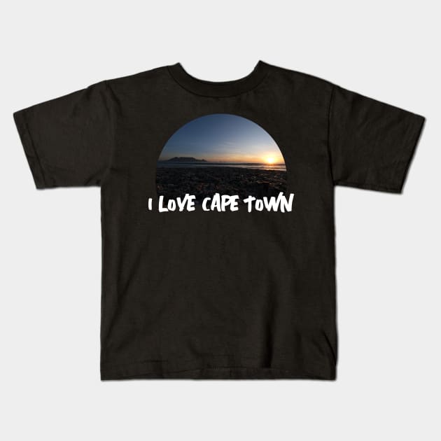 I Love Cape Town Table Mountain Sunset Kids T-Shirt by PathblazerStudios